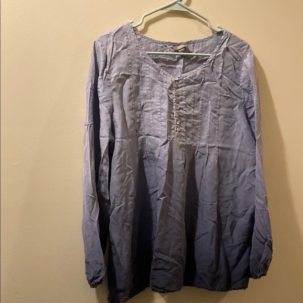 J. Jill women’s Blue Casual Shirt - 100% silk - large - peasant blouse style
